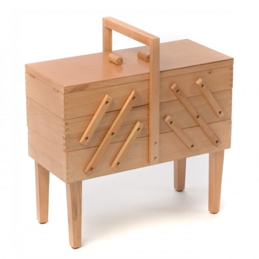 Hobby and Gift Wood Large Sewing Craft Box Light Wood