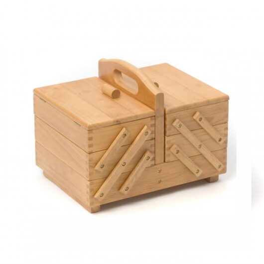 Hobby and Gift Wood Medium Sewing Craft Box Light Wood