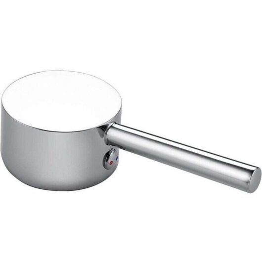 Hot and cold color button tap handle for single handle tap with 9x9 mm cartridge. Universal replacement metal lever handle.