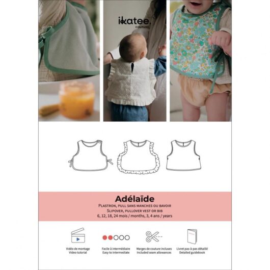 Ikatee Paper Sewing Pattern Baby Adelaide Slipover Vest & Bib