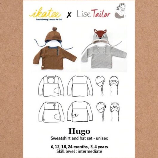 Ikatee Paper Sewing Pattern Baby Hugo Sweatshirt & Hat