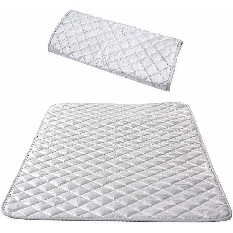 Insulated Ironing Board Cover, Cotton Steam Ironing Mat, Portable Tabletop Ironing Mat for Washing Machine, Dryer, Travel, Home, Silver, 48 x 85 cm