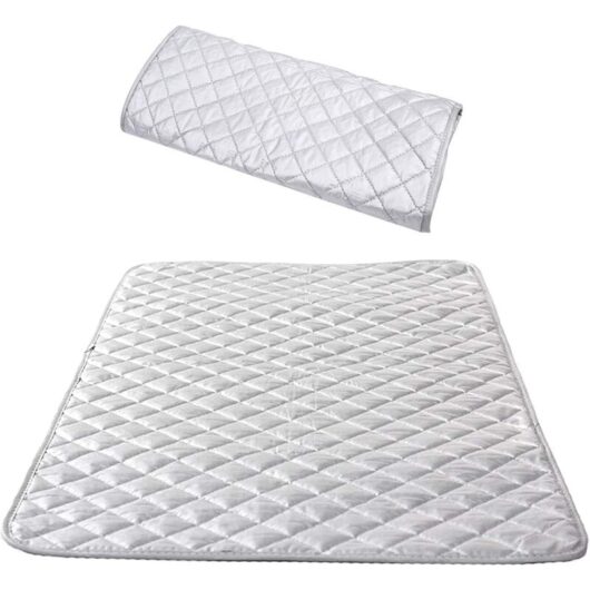 Insulated Ironing Board Cover, Steam Iron Cover, Cotton Portable Tabletop Ironing Mat for Washing Machine Dryer Travel Home Silver 48 x 85 cm (1 Pack)