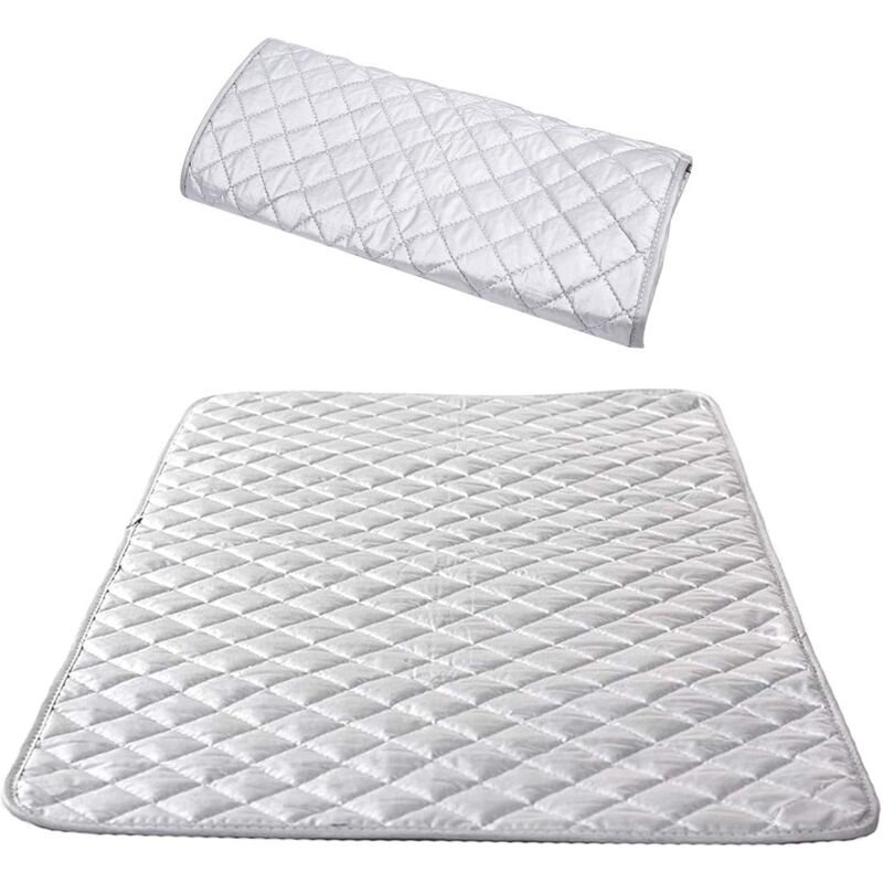 Insulated Ironing Board Cover, Steam Iron Cover, Cotton Portable Tabletop Ironing Mat for Washing Machine Dryer Travel Home Silver 48 x 85 cm (1 Pack)