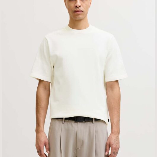 JACK & JONES Pure Cotton Crew Neck Knitted T-Shirt White
