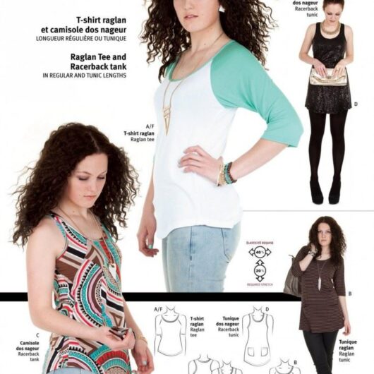 Jalie Paper Sewing Pattern 3245 Raglan Tee Racerback Tank & Tunics