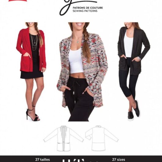 Jalie Paper Sewing Pattern 3677 Helene Shawl Collar Cardigan