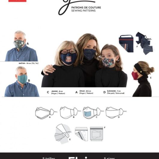 Jalie Paper Sewing Pattern 4026 Flair Face Masks & Accessories