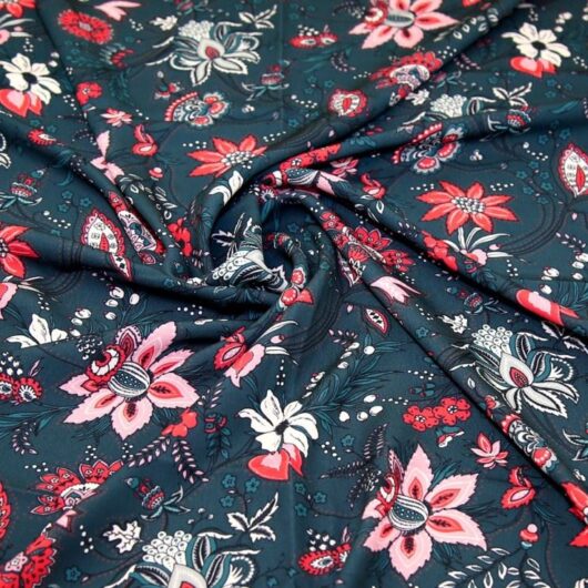 John Kaldor Madrid Crepe Fabric Orange Teal