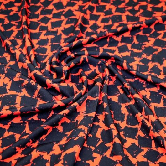 John Kaldor Madrid Crepe Fabric Orange & Black