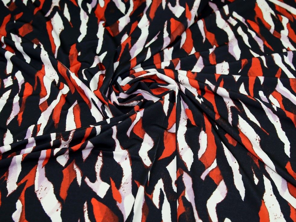 John Kaldor Portia ITY Silky Stretch Knit Fabric Orange Lilac Navy