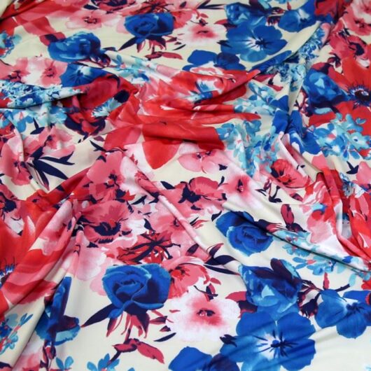 John Kaldor Portia ITY Silky Stretch Knit Fabric Pink & Blue