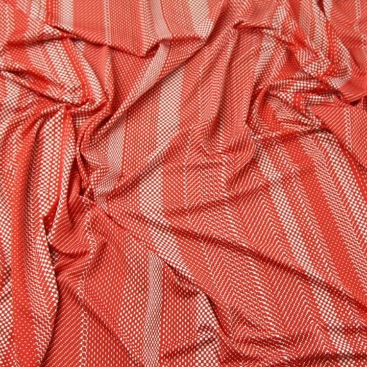John Kaldor Portia ITY Silky Stretch Knit Fabric Red & Cream