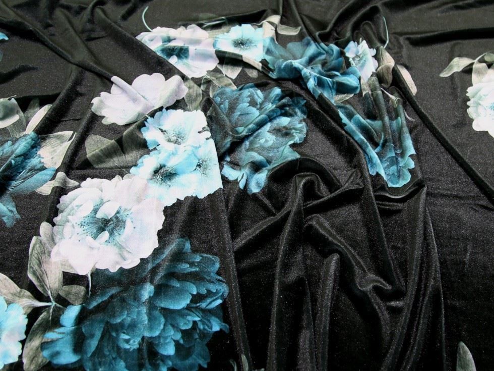 John Kaldor Velvet Stretch Knit Fabric Turquoise