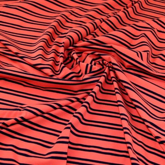 John Louden Cotton Jersey Stretch Knit Fabric Coral & Navy