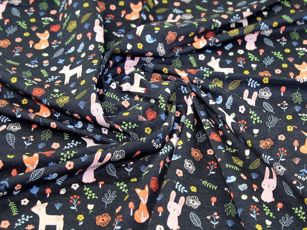 John Louden Cotton Jersey Stretch Knit Fabric Indigo
