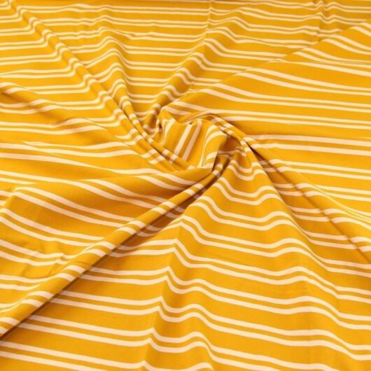 John Louden Cotton Jersey Stretch Knit Fabric Mustard & Cream