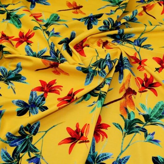 John Louden Cotton Jersey Stretch Knit Fabric Yellow