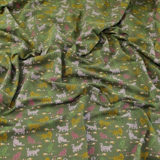 John Louden Fleece Back Sweatshirt Stretch Knit Fabric Olive