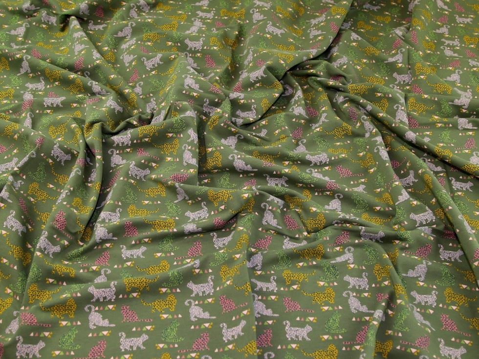 John Louden Fleece Back Sweatshirt Stretch Knit Fabric Olive