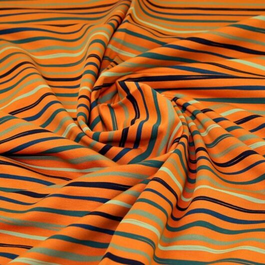 John Louden Fleece Back Sweatshirt Stretch Knit Fabric Orange