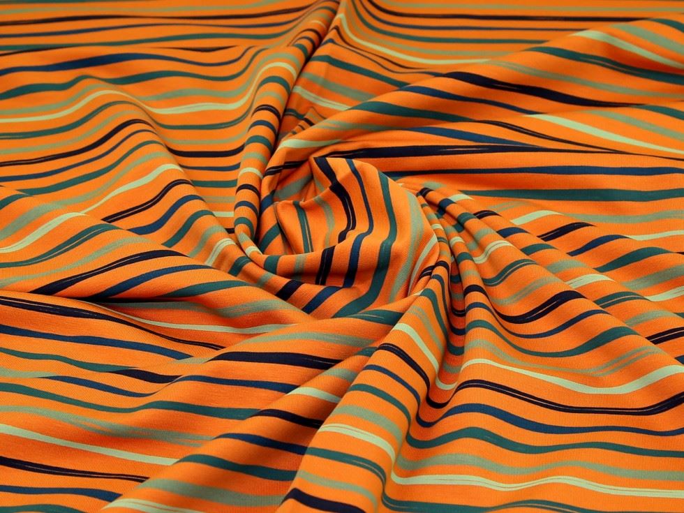 John Louden Fleece Back Sweatshirt Stretch Knit Fabric Orange