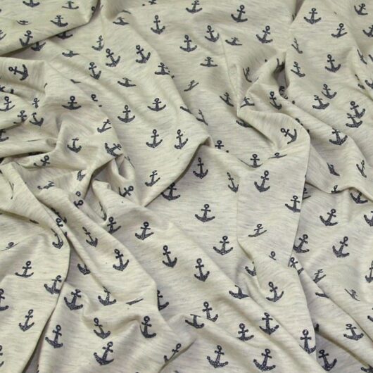 John Louden Glitter Cotton Jersey Stretch Knit Fabric Cream Marl