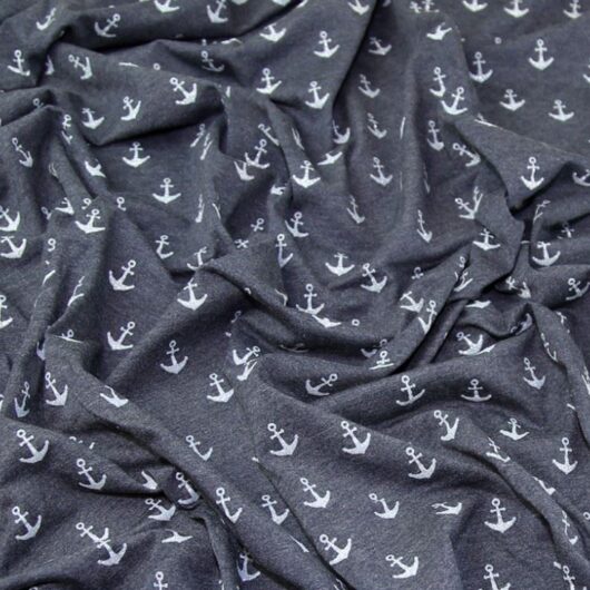 John Louden Glitter Cotton Jersey Stretch Knit Fabric Navy Blue