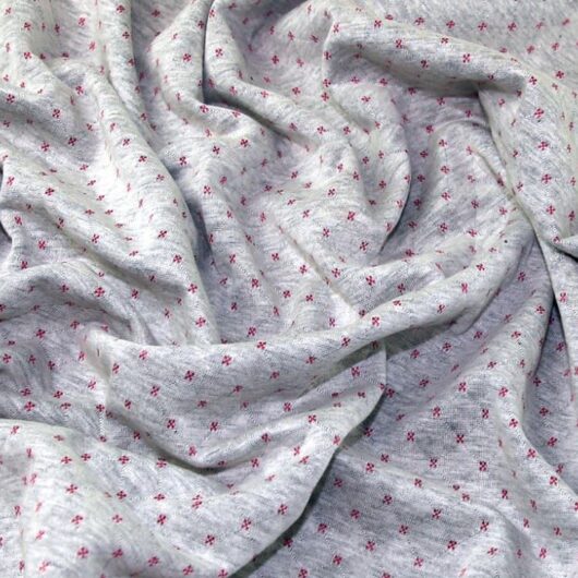 John Louden Jacquard Stretch Knit Fabric Grey & Pink