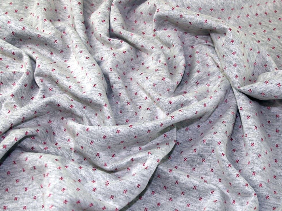 John Louden Jacquard Stretch Knit Fabric Grey & Pink