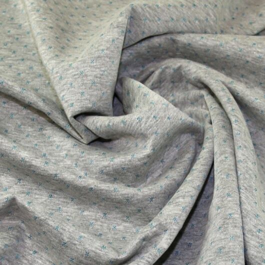 John Louden Jacquard Stretch Knit Fabric Grey & Turquoise