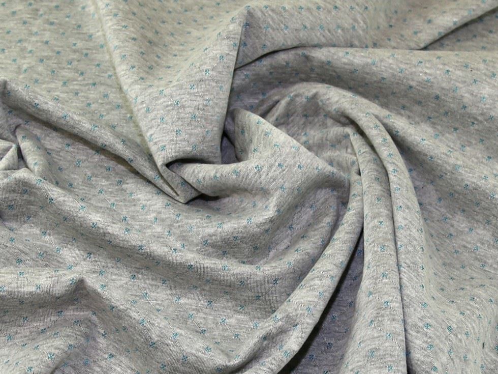John Louden Jacquard Stretch Knit Fabric Grey & Turquoise