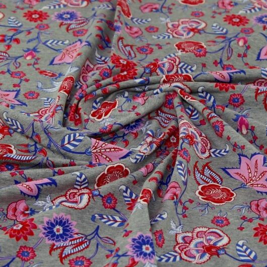 John Louden Loop Back French Terry Stretch Knit Fabric Pink & Grey