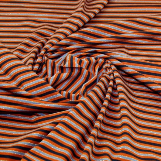 John Louden Lurex Cotton Jersey Stretch Knit Fabric Ginger Multi