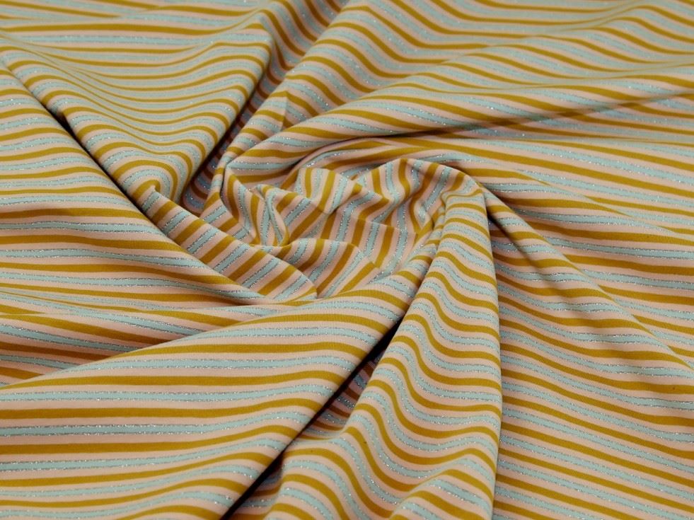 John Louden Lurex Cotton Jersey Stretch Knit Fabric Pink Multi