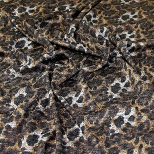 John Louden Lurex Sweater Knit Stretch Fabric Brown