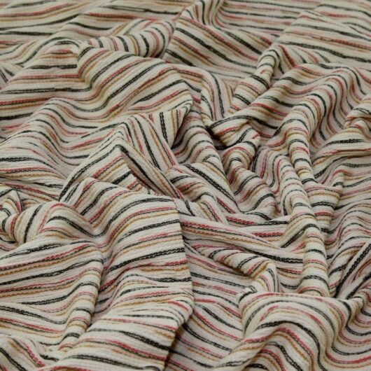 John Louden Yarn Dyed Textured Stretch Knit Fabric Cream