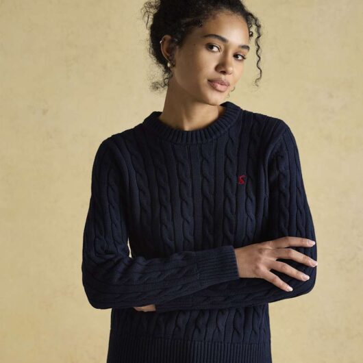 Joules Pure Cotton Cable Knit Jumper Navy Mix