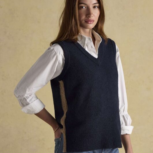 Joules V-Neck Knitted Vest Navy Mix