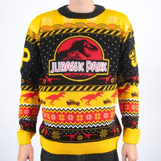 Jurassic Park Logo Knitted Christmas Jumper - M