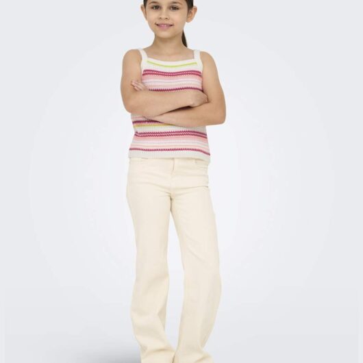 Kids Only Cotton Rich Striped Knitted Vest (7-14 Yrs) White Mix