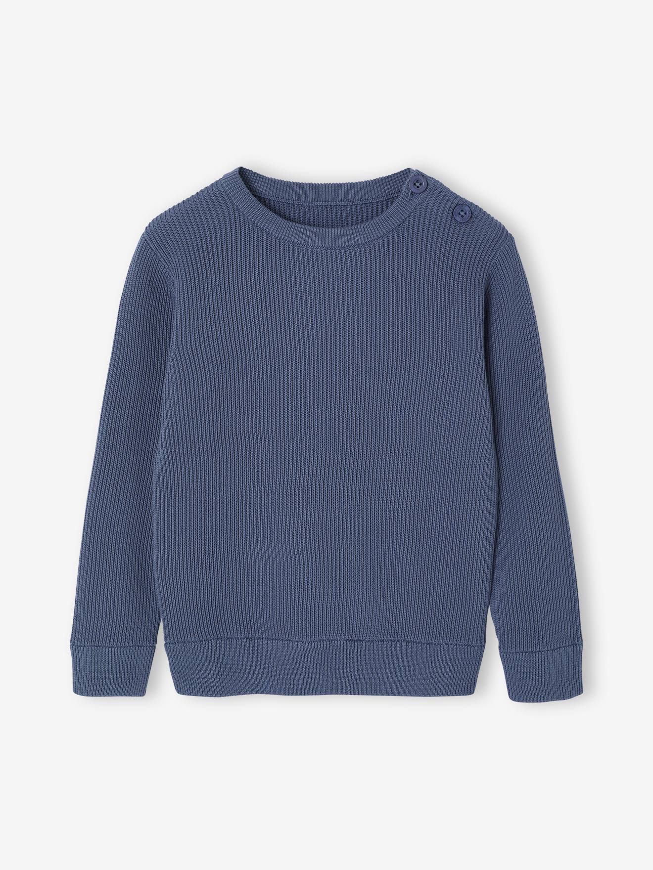 Knitted jumper for boys slate blue