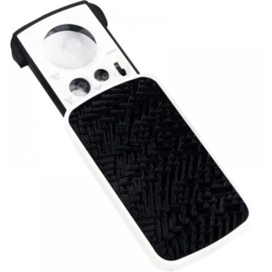 LED Illuminated Pocket Magnifier - 30X 60X 90X Magnifying Glass - Illuminated Reading Magnifier for Seniors - Black Folding Pocket Magnifier for