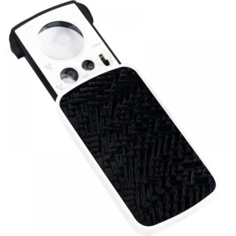 LED Illuminated Pocket Magnifier - 30X 60X 90X Magnifying Glass - Illuminated Reading Magnifier for Seniors - Black Folding Pocket Magnifier for