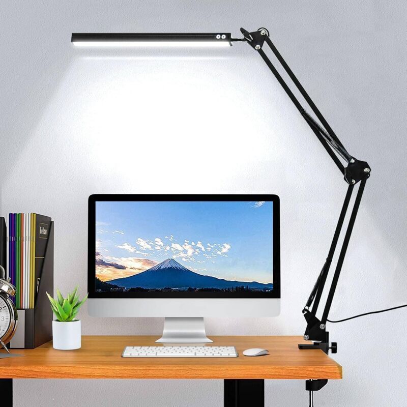 LED desk lamp, swing arm lamp, with light, dimmable, 3 color modes and 10 adjustable brightness levels, professional desk lamp
