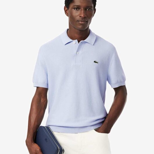 Lacoste Pure Cotton Knitted Polo Shirt Light Blue