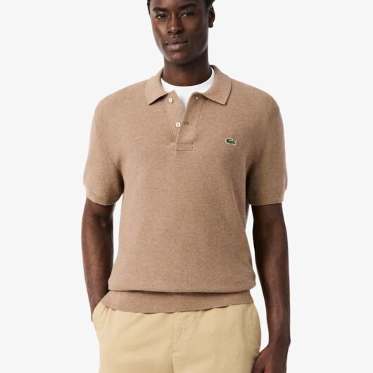 Lacoste Pure Cotton Knitted Polo Shirt Light Brown