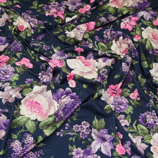 Lady McElroy ITY Silky Stretch Knit Fabric Pink & Navy