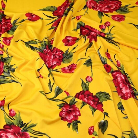 Lady McElroy ITY Silky Stretch Knit Fabric Pink & Yellow