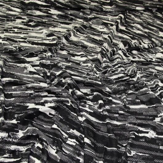 Lady McElroy Jacquard Stretch Knit Fabric Black & Cream